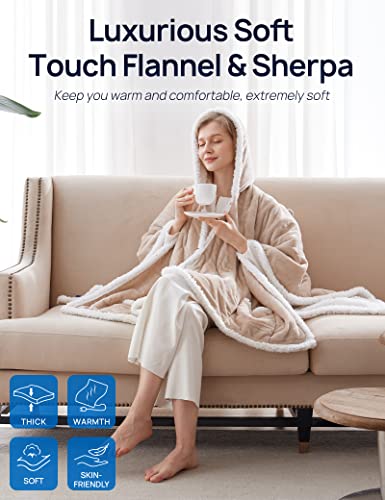 Light Grey 50 x 60 Inch Wearable Heated Throw Blanket M2777