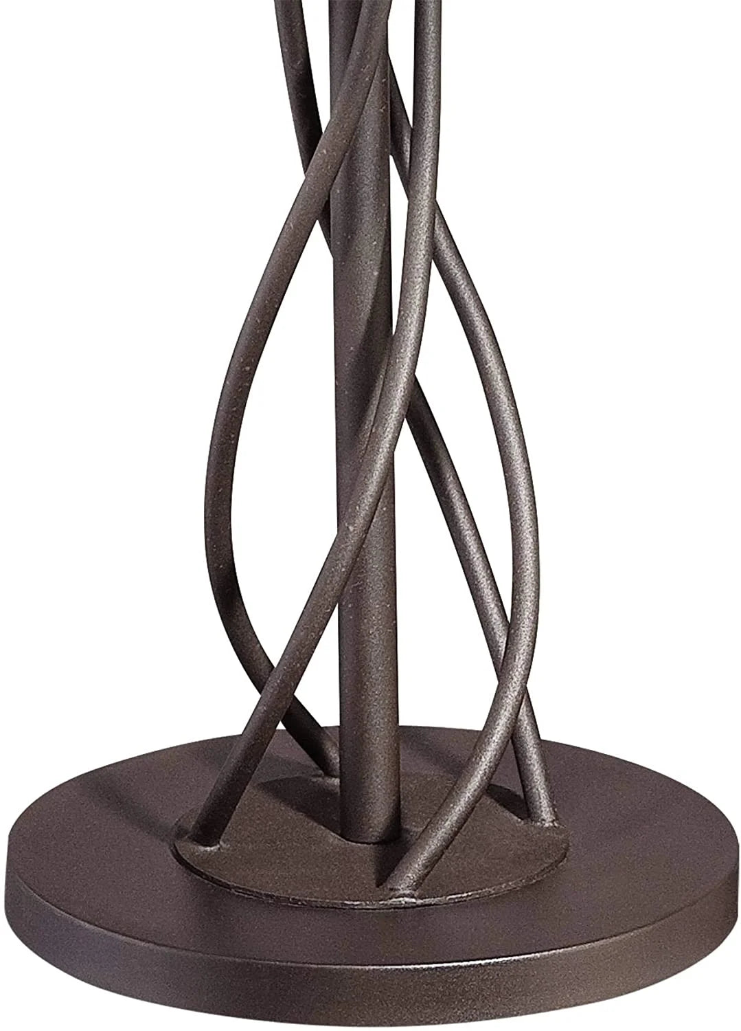 Rustic Farmhouse Floor Lamp with Tray End Table 63.5" Tall Wood Twisted Iron Base Brown Linen Fabric Tapered Drum Shade A599932