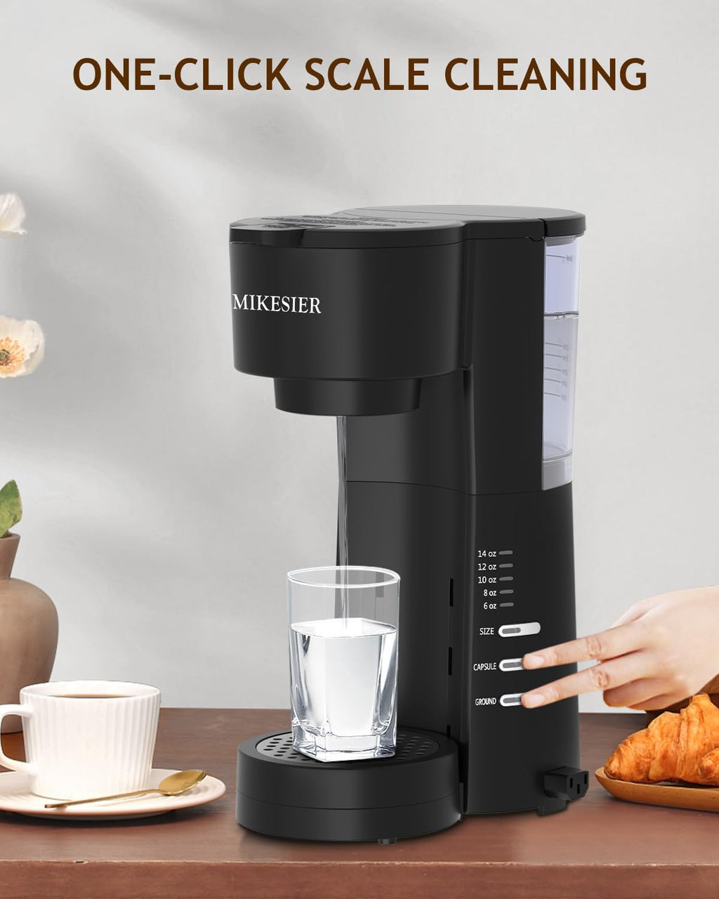 Single Serve Coffee Maker with Milk Frother, 28oz Removable Water Tank T173