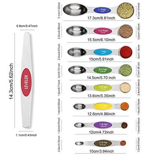 Magnetic Stainless Steel Measuring Spoons Set with Leveler F8375