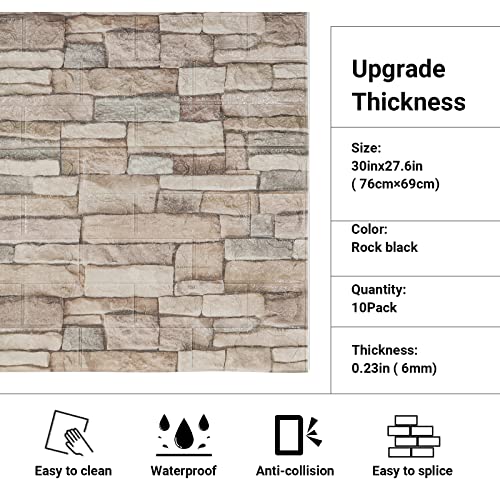 10 Pack Self-Adhesive Faux Stone Wall Panel C57189