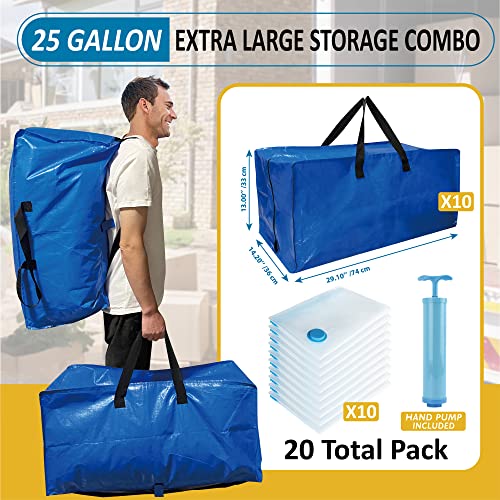 6 Pack Heavy Duty Extra Large Moving Bags with Backpack Straps & Vacuum Storage Bags Z169