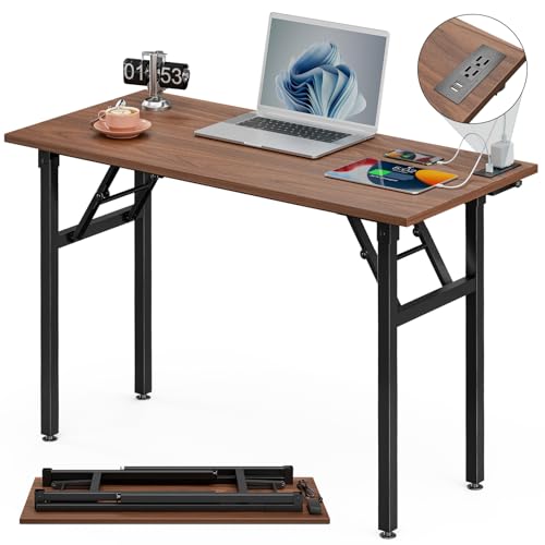 Rustic Brown Folding Desk with USB & Socket 31.5" H69857