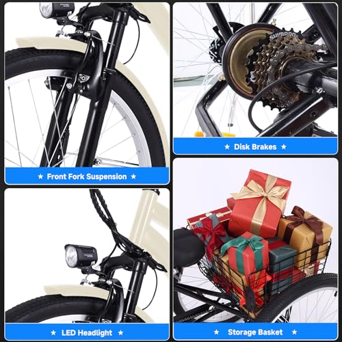 24"&26" 3 Wheel Mountain Electric Bicycle with Basket B60555