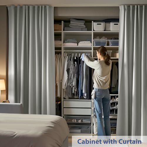 White Room Divider Curtain with Ceiling Track and Hooks, 1 Panel, W 8.3 x H 7ft K350