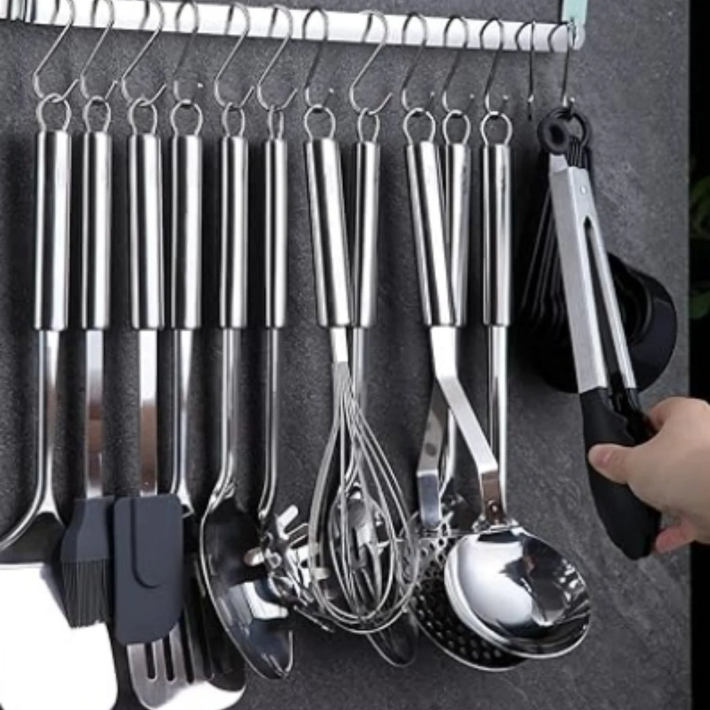 38 Piece Stainless Steel Kitchen Utensil Set with Utensil Holder Rack O939331
