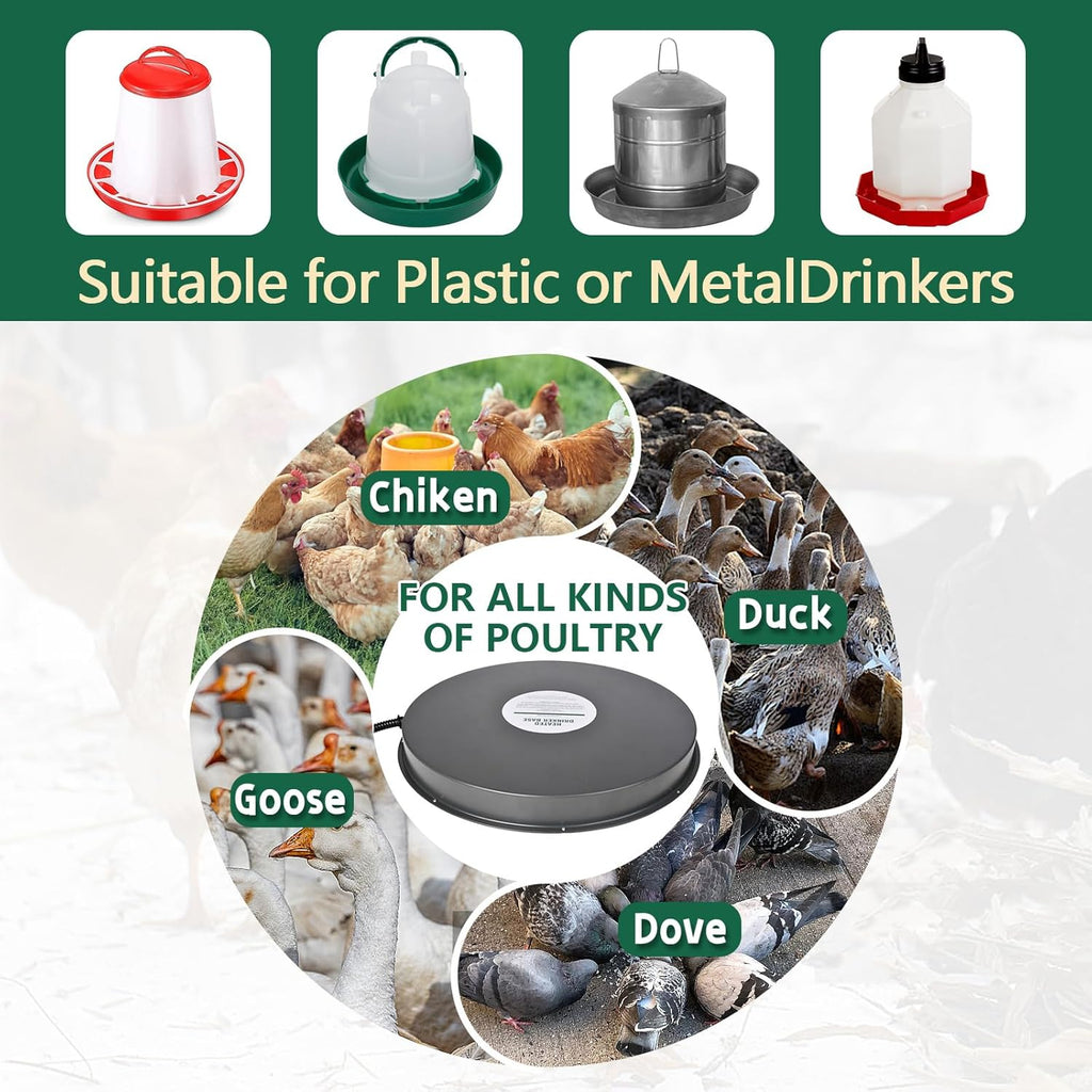 15IN 125W Heated Chicken Waterer Base with Thermostat O8546