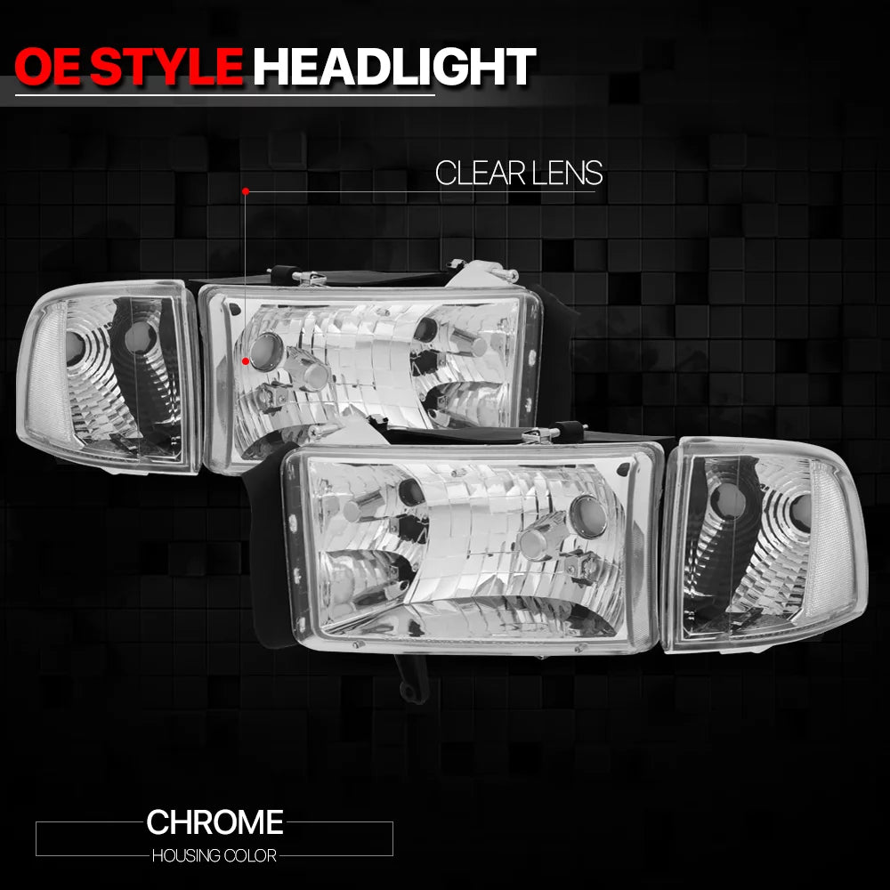 Chrome Housing Headlight Clear Corner Turn Signal Reflector G943008