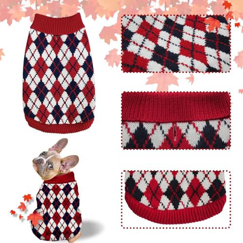 Red Argyle Knit Dog Sweater V262769