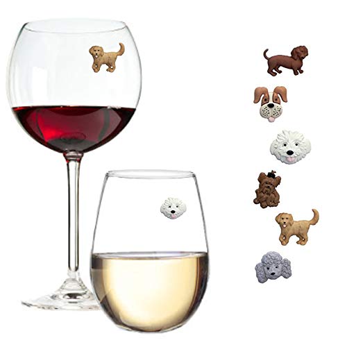 Set of 6 Dog Wine Charms for Stemless Glasses O117
