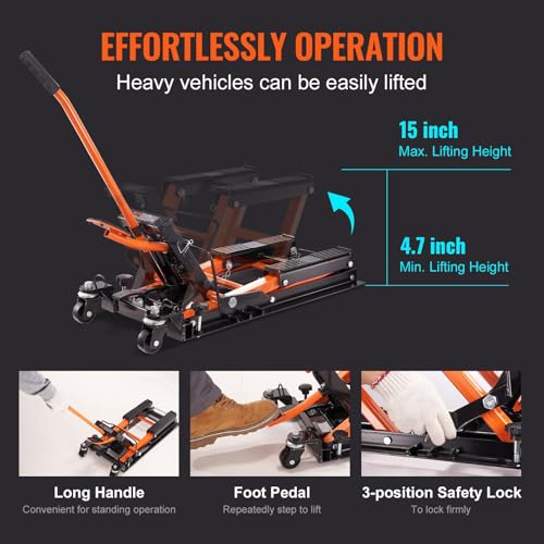 1500 LBS Hydraulic Scissor Motorcycle Jack Stand with 4 Wheels Q291593