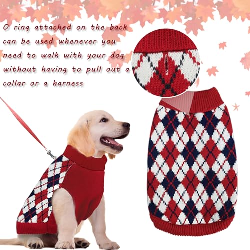 Red Argyle Knit Dog Sweater V262769