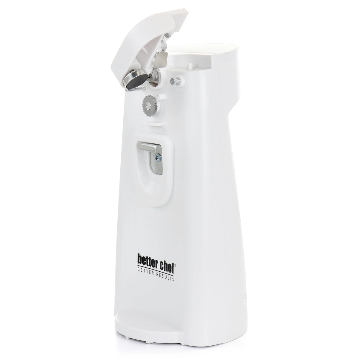 White Electric Can Opener with Knife Sharpener and Bottle Opener I6146