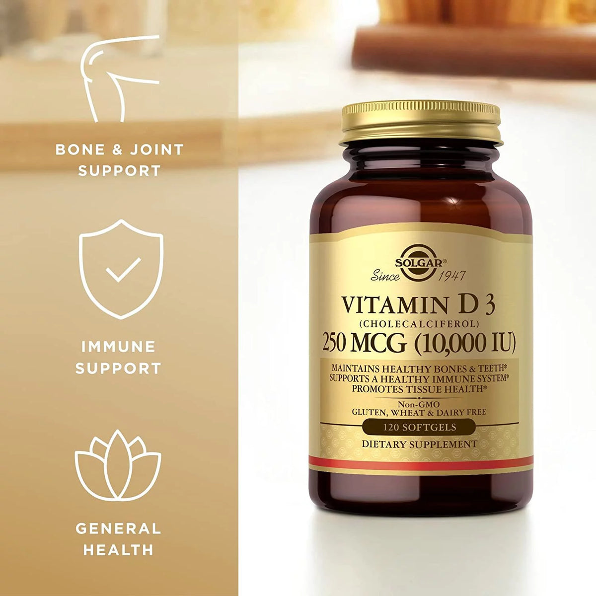 Vitamin D3 Cholecalciferol 250 MCG 10,000 IU 120 Count Pack of 2 U78768