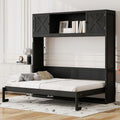 Black Full Horizontal Murphy Bed with Shelves and Storage Bookcase Z733736