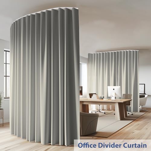 White Room Divider Curtain with Ceiling Track and Hooks, 1 Panel, W 8.3 x H 7ft K350