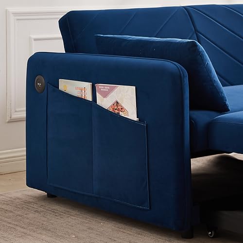 3-in-1 Velvet Sofa with Pullout Bed M408008