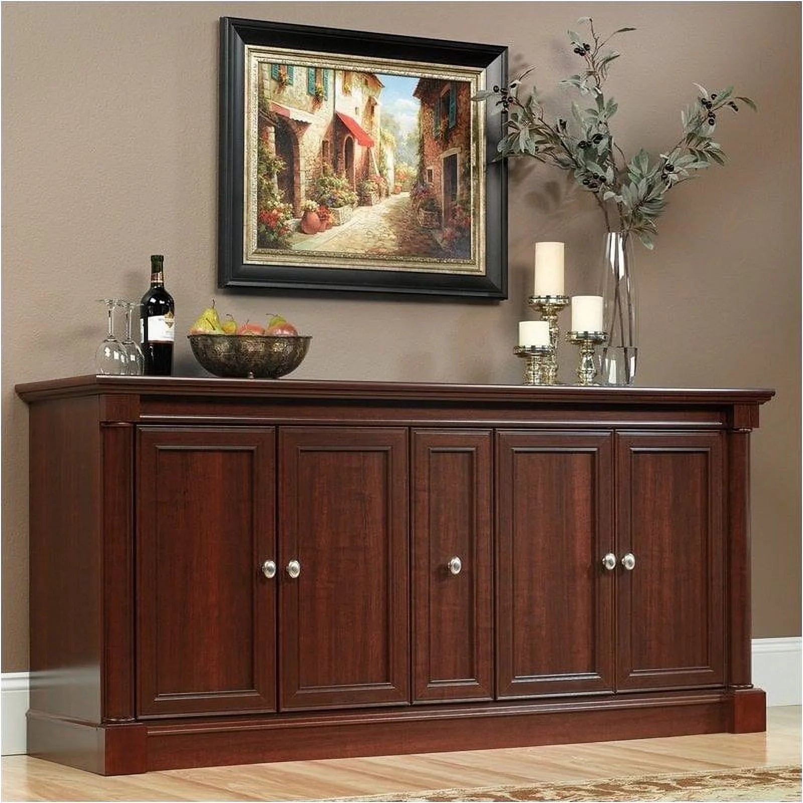 Cherry Entertainment Credenza with Cord Management L638