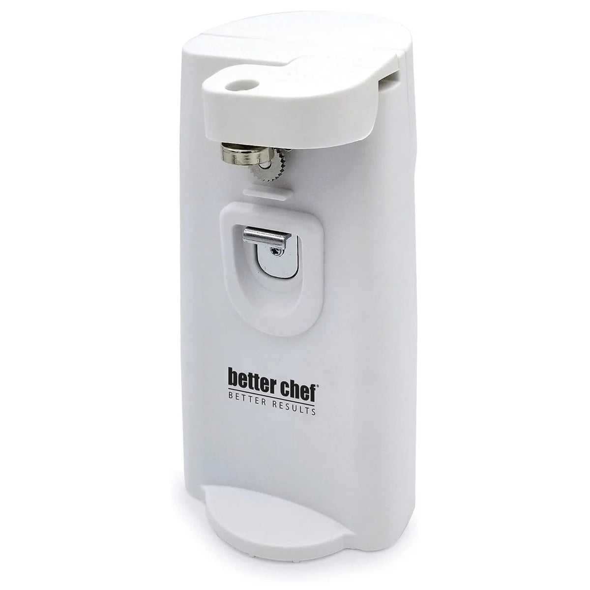White Electric Can Opener with Knife Sharpener and Bottle Opener I6146