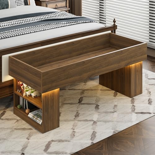 Walnut Wooden Pet Bed with 2 Cushions and Led Light H9058