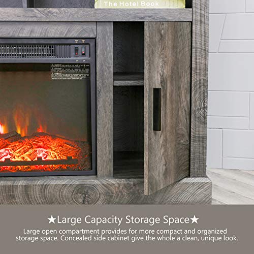 Electric Fireplace TV Stand Entertainment Center Corner Fire Place Heaters Tv Console for TVs up to 42" Wide, Rustic Y78591