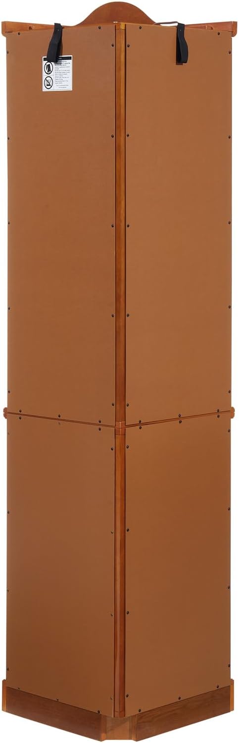 Brown Corner Curio Cabinet with Tempered Glass Doors and Adjustable Shelves D3635