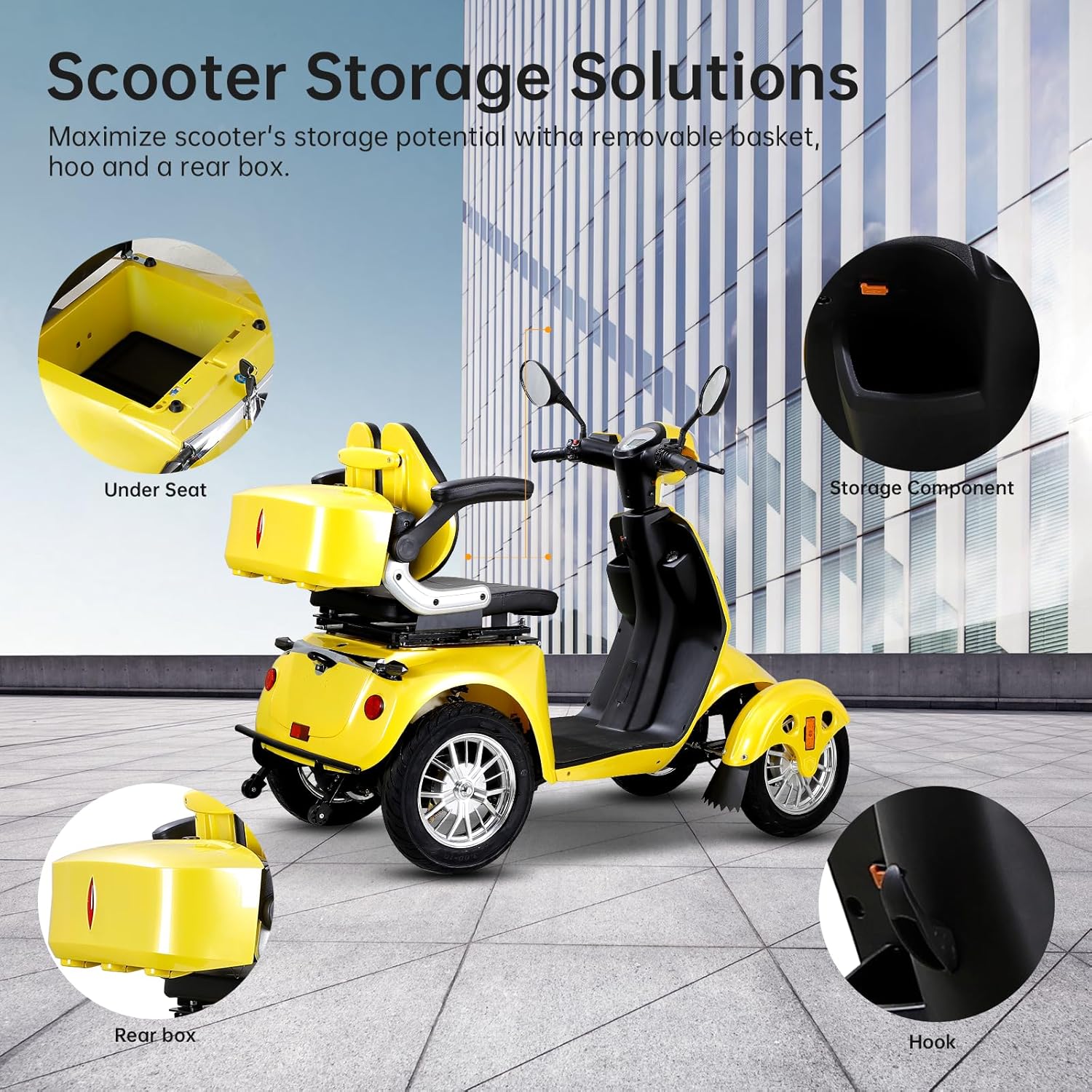 Yellow 4 Wheel Mobility Scooter 500lbs Capacity F9890