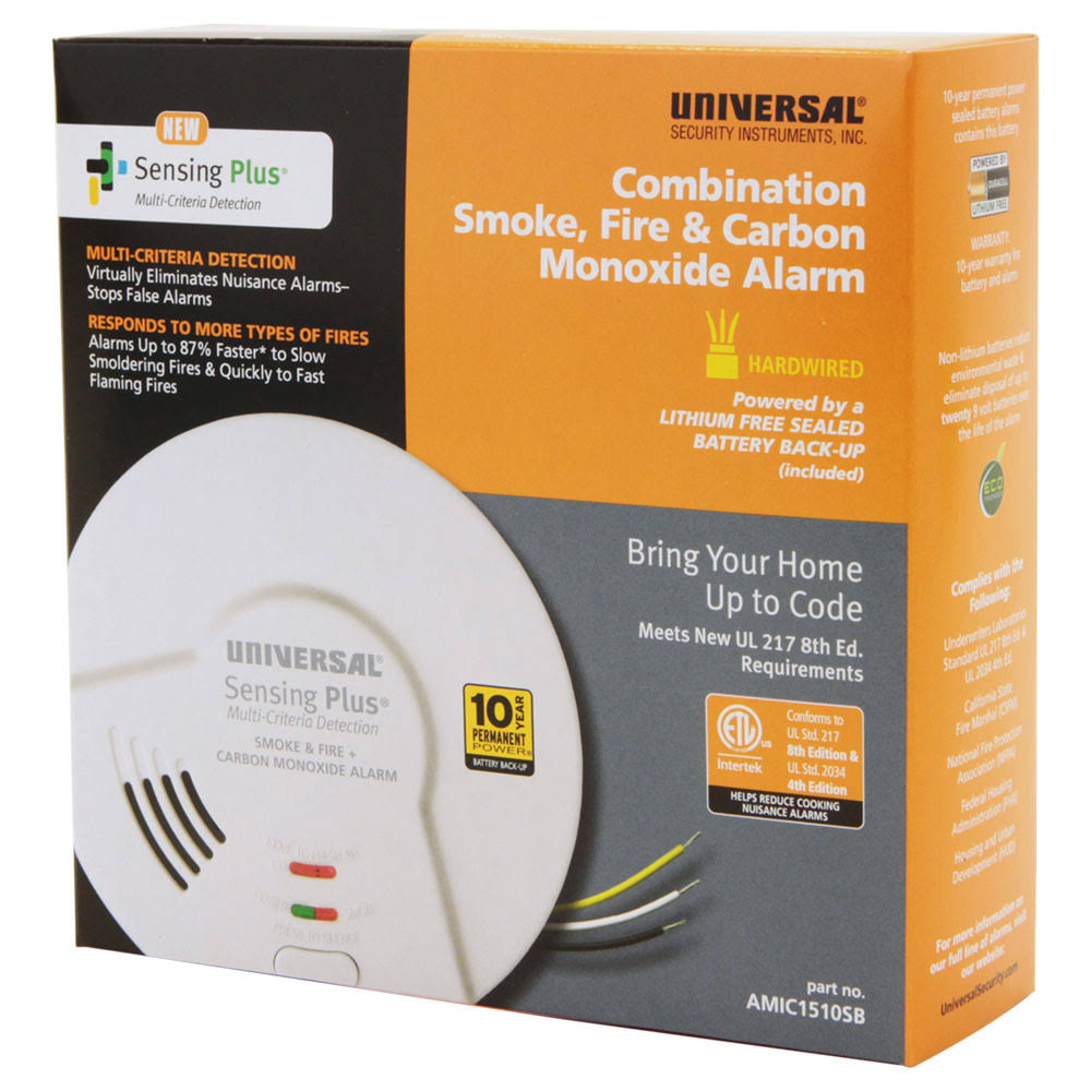 3-in-1 Hardwired Smoke Fire & CO Alarm Detector X4101