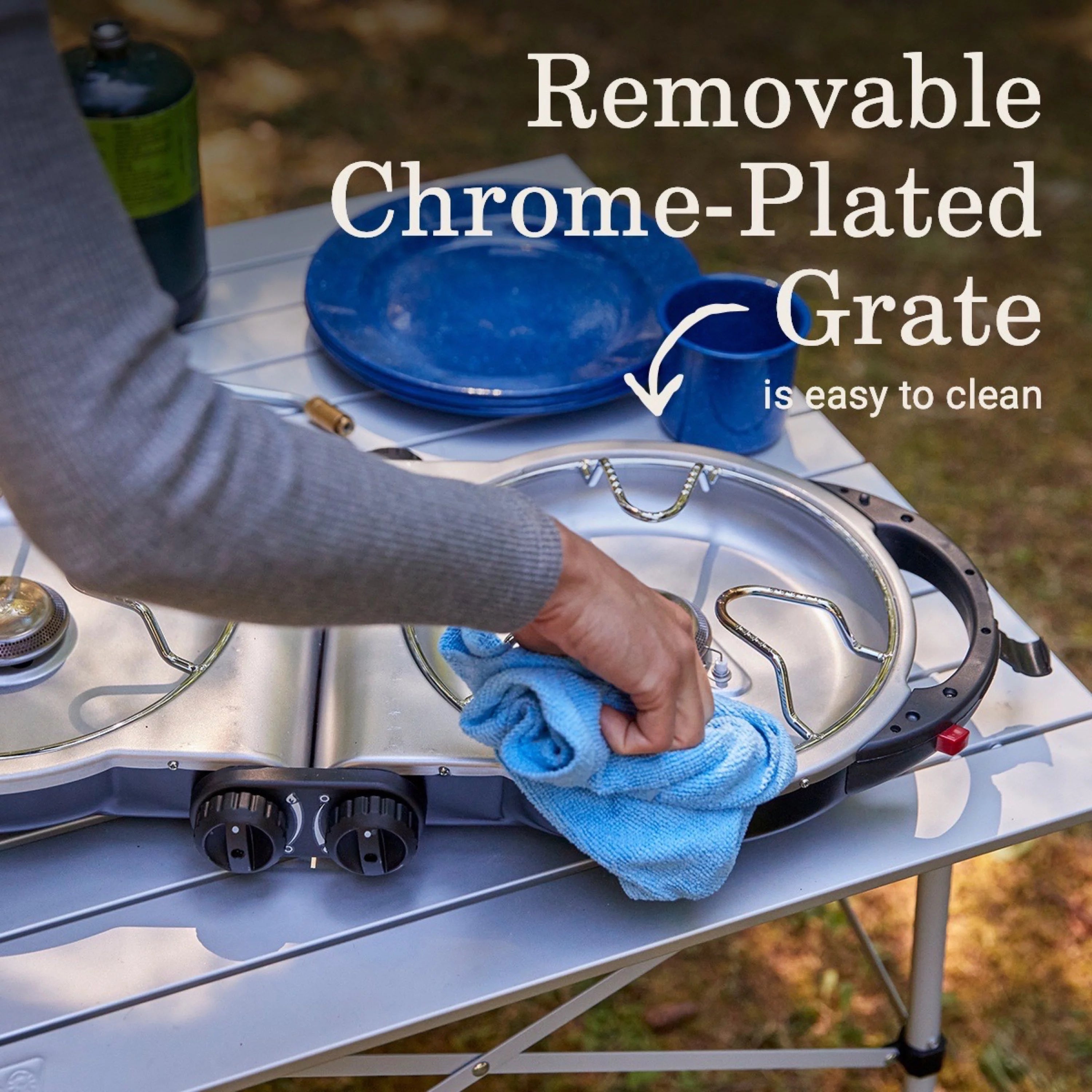 Black 2 Burner Portable Propane Camping Stove M848