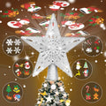 Silver 3D Glitter Lighted Christmas Tree Topper with Rotating LED Lights A958969