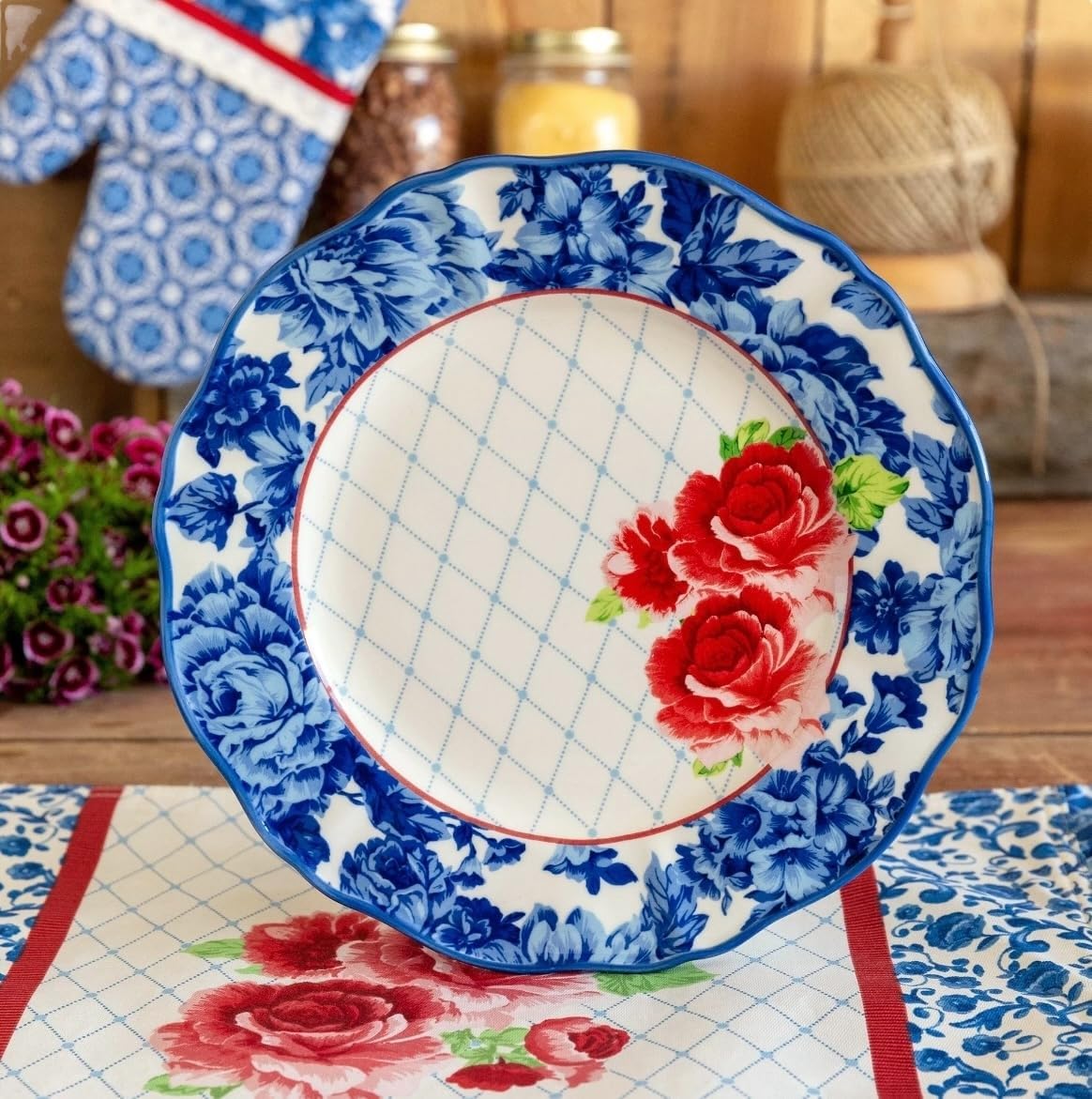 12-Piece Blue Floral Dinnerware Set N89731