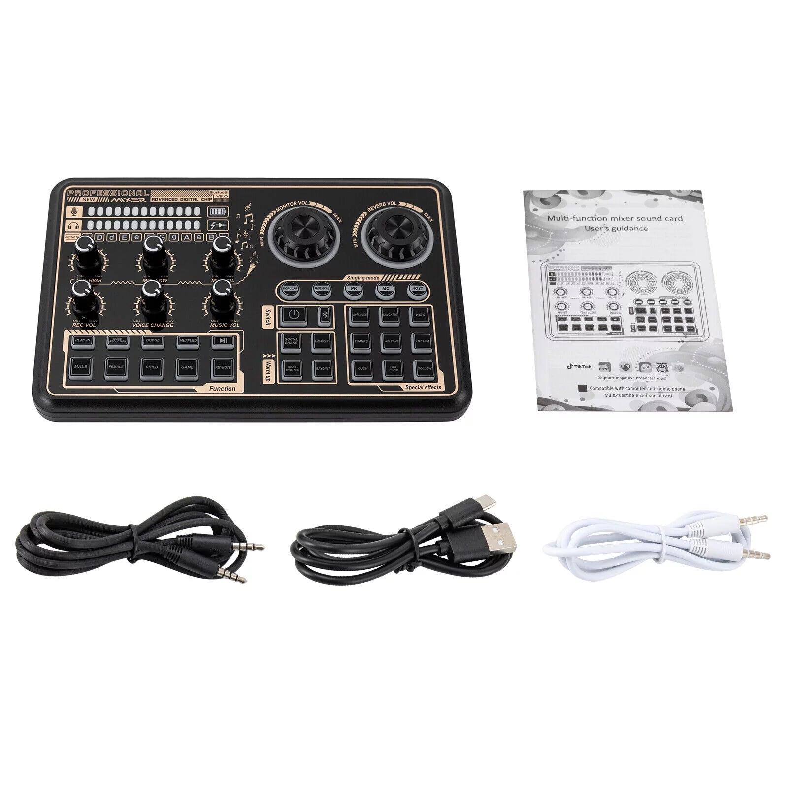 Sound Effects Board Audio Interface with Voice Changer and LED Lights O60151