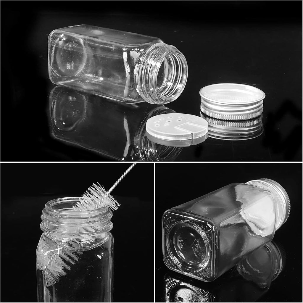 48 Pack 4oz Glass Spice Jars with Silver Metal Caps R64858