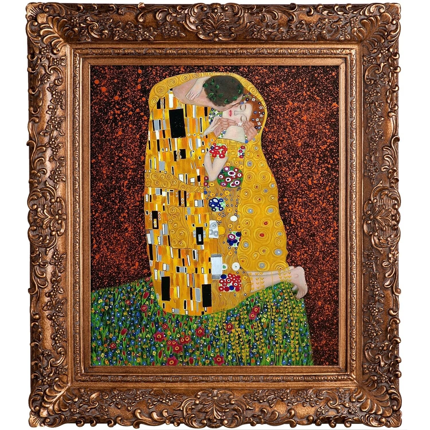 The Kiss Framed Hand Painted Oil on Canvas D29140