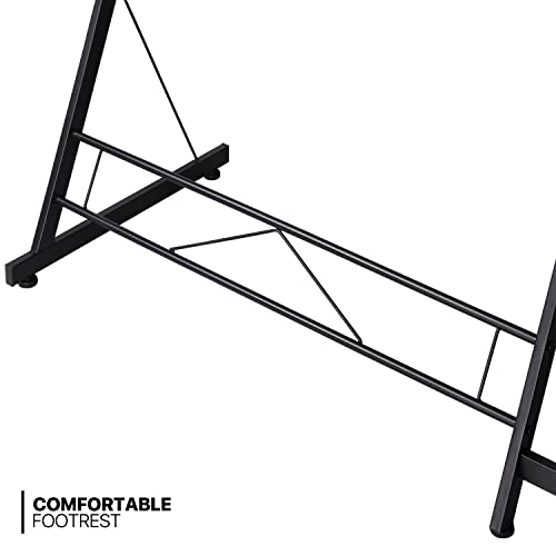 Black L Shaped Gaming Desk with Metal Frame B6460