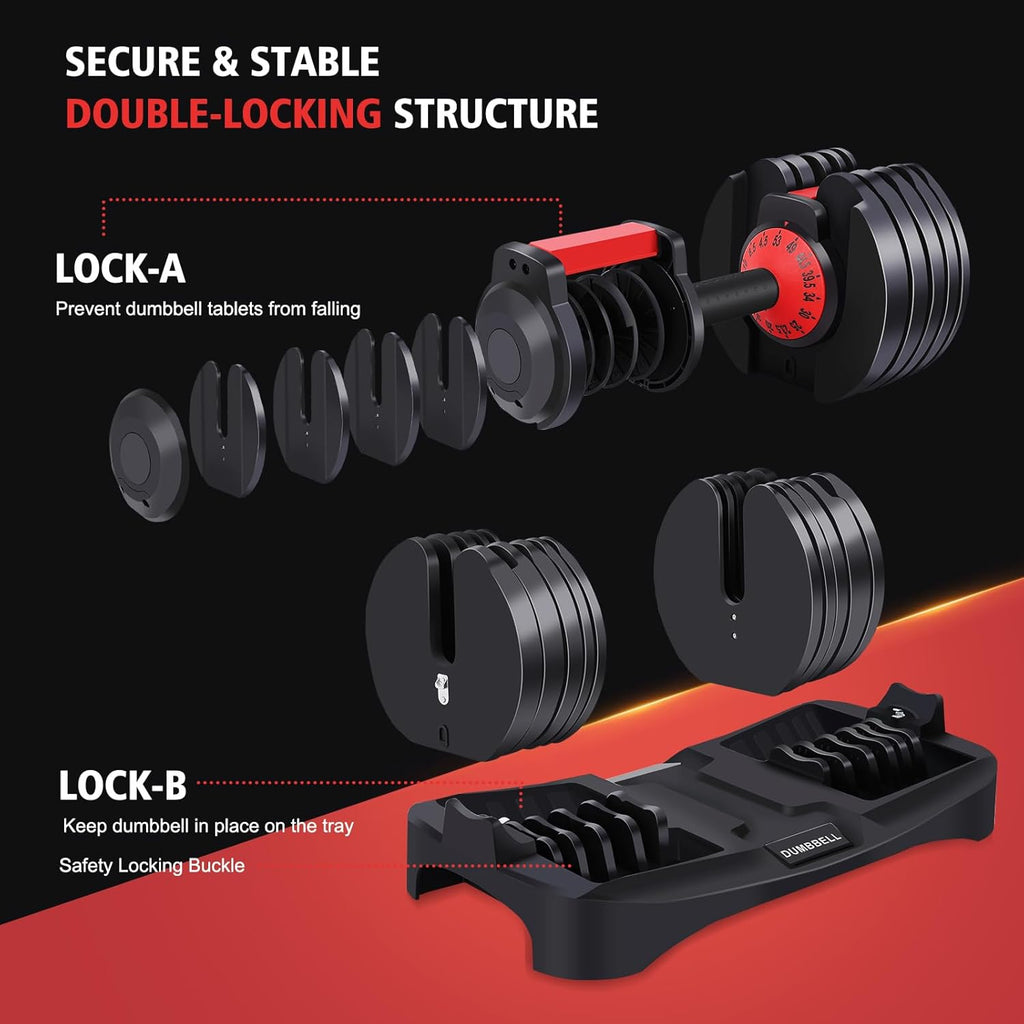 53LB 15 in 1 Adjustable Dumbbell Set with Anti-Slip Handle I85558