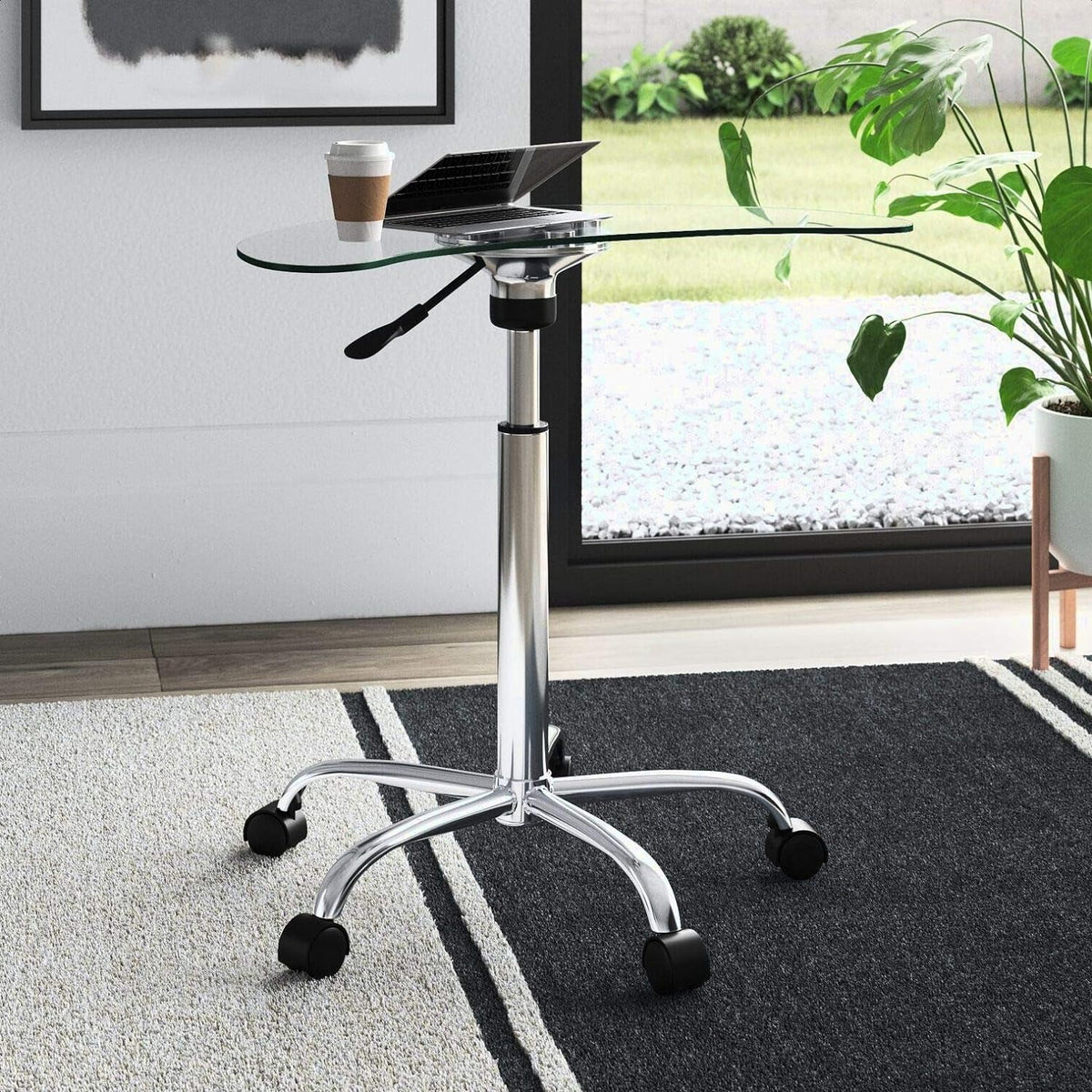 Oval Credenza Desk, Height Adjustable, 25.6'' W X 15.8'' D X445