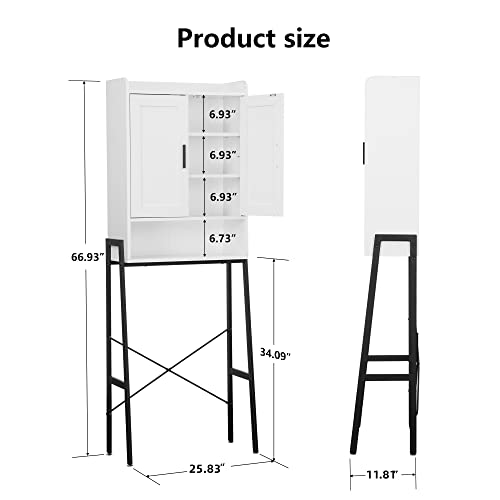 Wooden Over The Toilet Storage Cabinet with Double Door and Adjustable Feet L114160