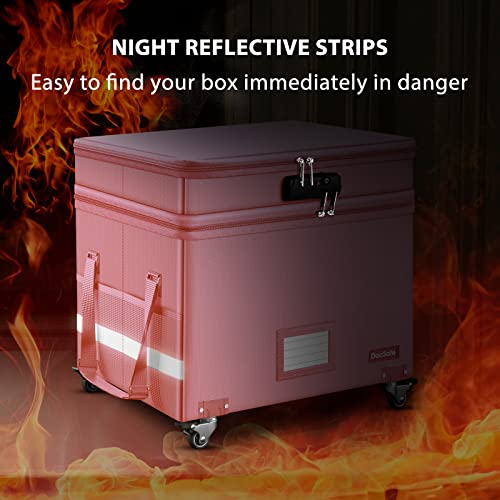 Gray Fireproof Document Box with Lock and Wheels E9914
