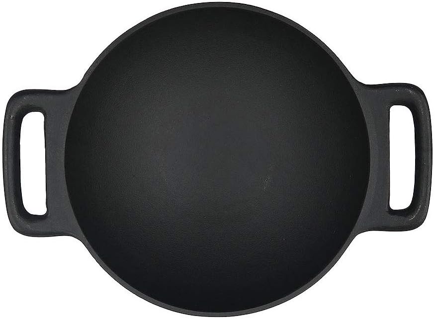 Cast Iron Wok with 2 Handles Black U286487