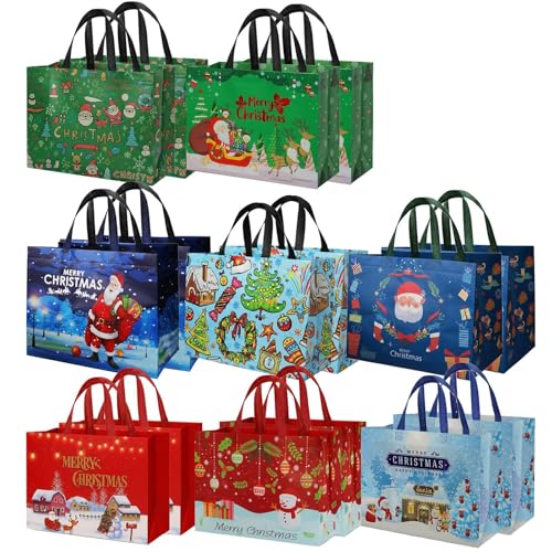20 Pack Assorted Sizes Non-Woven Christmas Gift Bags with Handle K637