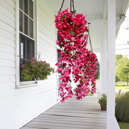 Fuchsia Artificial Silk Hanging Flowers Pack of 2 U367