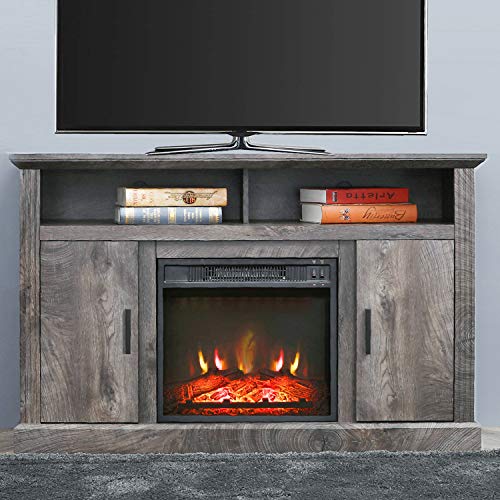 Electric Fireplace TV Stand Entertainment Center Corner Fire Place Heaters Tv Console for TVs up to 42" Wide, Rustic Y78591