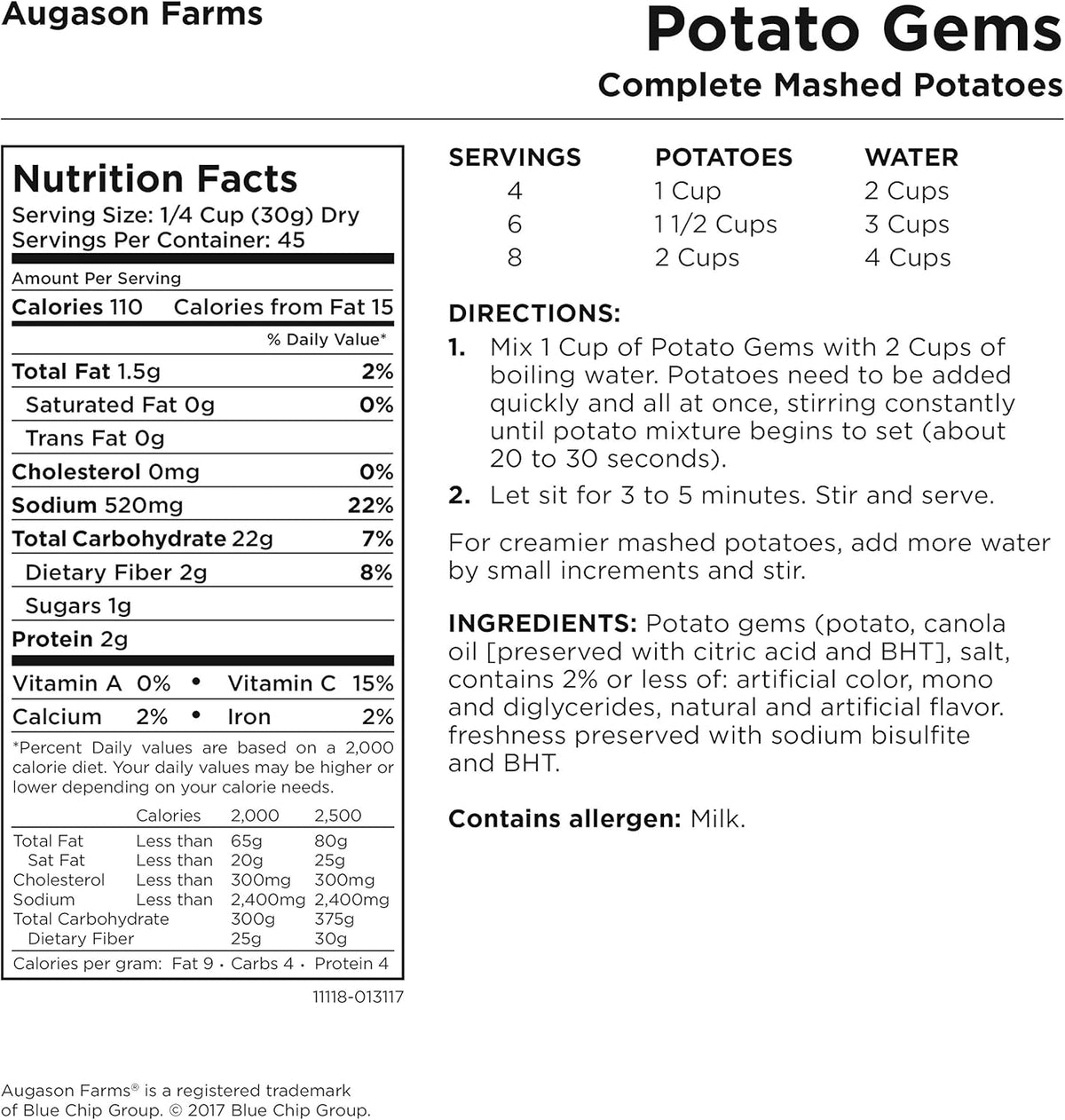 3 lbs Mashed Potatoes No. 10 Can D81201