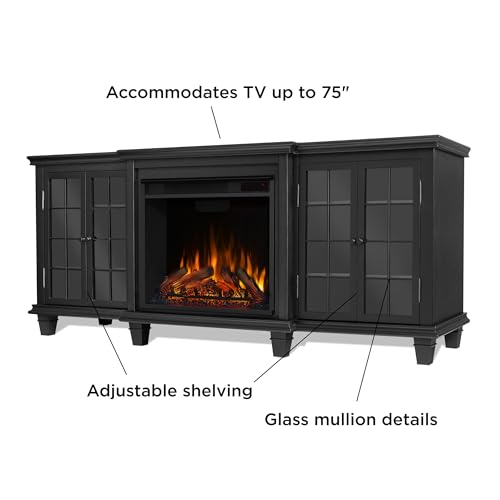 White 70" Electric Fireplace TV Stand with Adjustable Shelves S553867