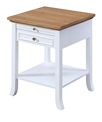 Black 1 Drawer End Table with Pull-Out Shelf T909