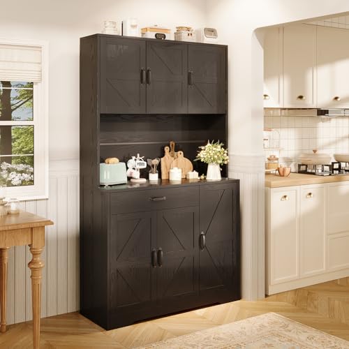 72" Tall Storage Cabinet with Adjustable Shelves & Steel Frame, Dark Grey G496772