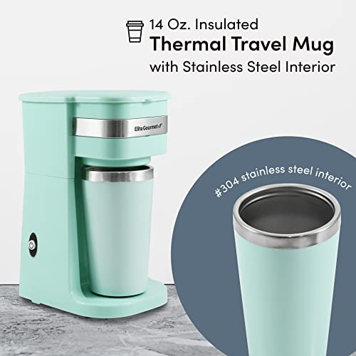 Black Compact Single-Serve Coffee Maker with 14Oz. Stainless Steel Travel Mug F278759