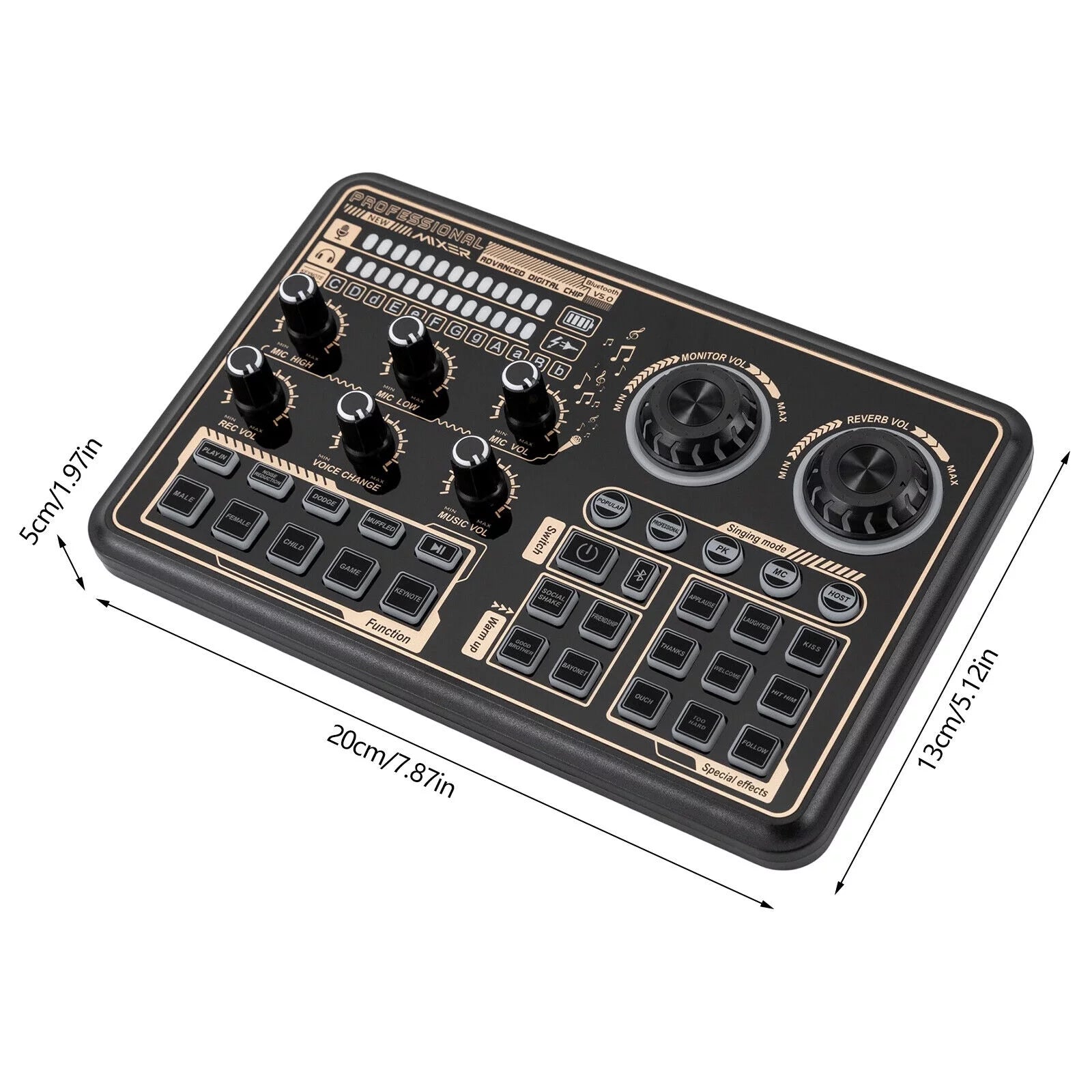 Sound Effects Board Audio Interface with Voice Changer and LED Lights O60151