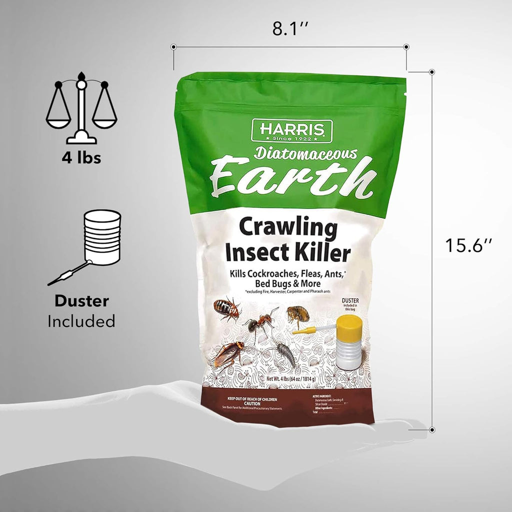 4lb Diatomaceous Earth Crawling Insect Killer with Powder Duster P3621